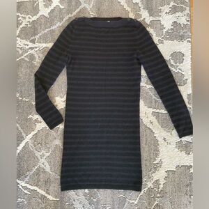 Demy Lee size XS 100% Cashmere Striped Black Blue Sweater Dress long sleeves